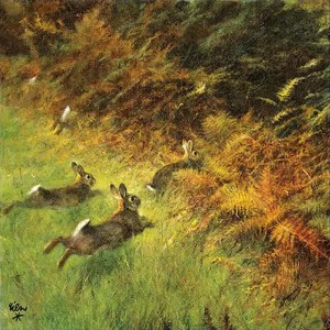 Салфетка для декупажа "Бегущие кролики" бумажная, 13314430, 33х33 см