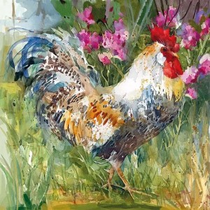 Салфетка для декупажа "Живописный петух" бумажная, 13314895, 33х33 см