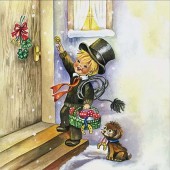 Салфетка для декупажа "Маленький трубочист" бумажная, 33314555, 33х33 см