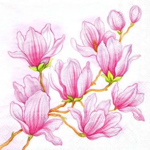 Салфетка для декупажа "Прекрасная магнолия" бумажная, 13307515, 33х33 см