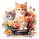 Салфетка для декупажа "Три котёнка в корзинке" бумажная, 13320395, 33х33 см