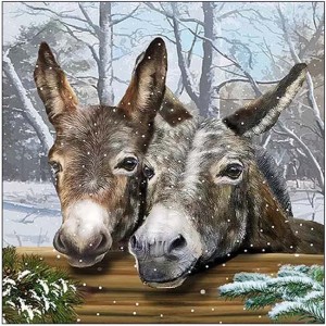 Салфетка для декупажа "Славные ослики" бумажная, 33315355, 33х33 см