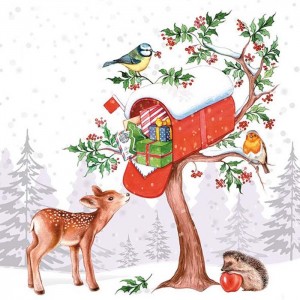 Салфетка для декупажа "Почта рождественская" бумажная, 33312040, 33х33 см
