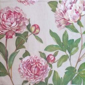 Салфетка для декупажа "Розовые пионы на сером" бумажная, L570360, 33х33 см