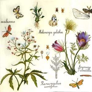 Салфетка для декупажа "Цветы botanical" бумажная IHR-369, 33х33 см