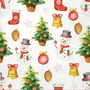 Салфетка для декупажа "Фон из снеговичков" бумажная TL231600, 33х33 см