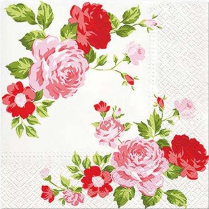 Салфетка для декупажа "Виньетки из розовых роз" бумажная TL694004, 33х33 см Салфетка для декупажа "Виньетки из розовых роз" бумажная TL694004, 33х33 см