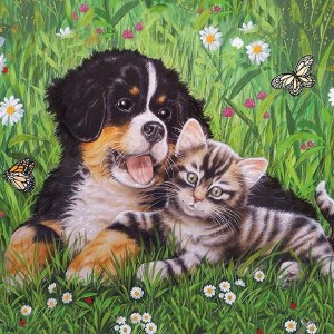 Салфетка для декупажа "Щенок и котёнок на траве" бумажная, 13311770, 33х33 см Салфетка для декупажа "Щенок и котёнок на траве" бумажная, 13311770, 33х33 см