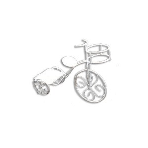 Мини велосипед с корзинкой металлический белый ScrapBerry's, SCB271026, 11х4,5х9 см