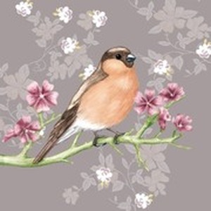 Салфетка для декупажа "Птичка на цветущей веточке" бумажная, 33х33 см