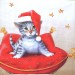 Салфетка для декупажа бумажная "Котёнок-Санта" L423560, 33х33 см