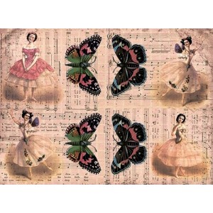 Рисовая бумага для декупажа Craft Premier CP08455 "Балерины и бабочки", А3