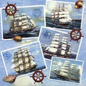Салфетка для декупажа бумажная "Парусные корабли", арт. 370060, 33х33 см