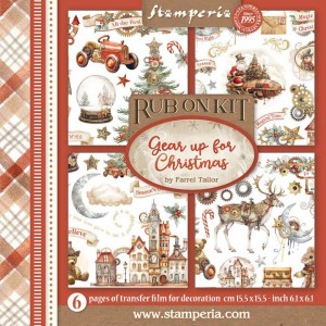 Картинки - натирки в наборе Stamperia DFLRBX03 "Gear Up For Christmas", 15х15 см