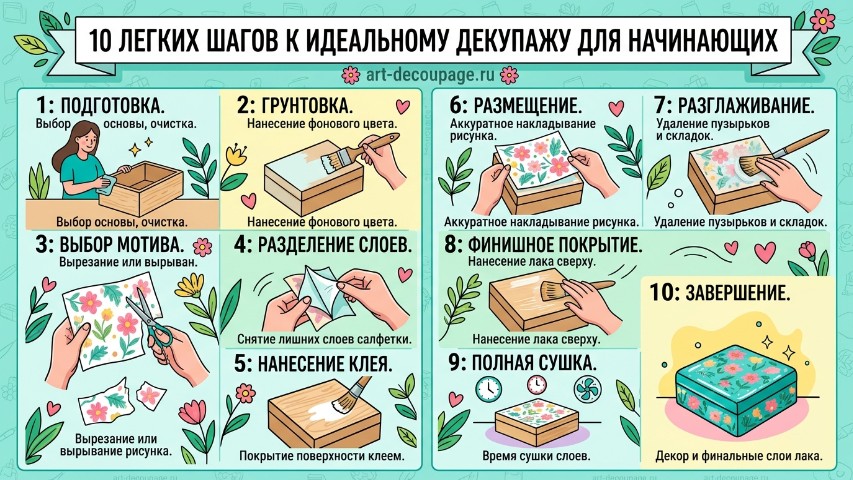 10 простых шагов к идеальному декупажу для начинающих