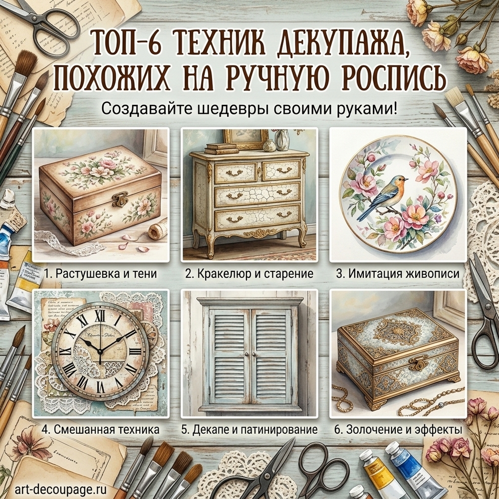 ТОП-6 техник декупажа, которые выглядят как ручная роспись