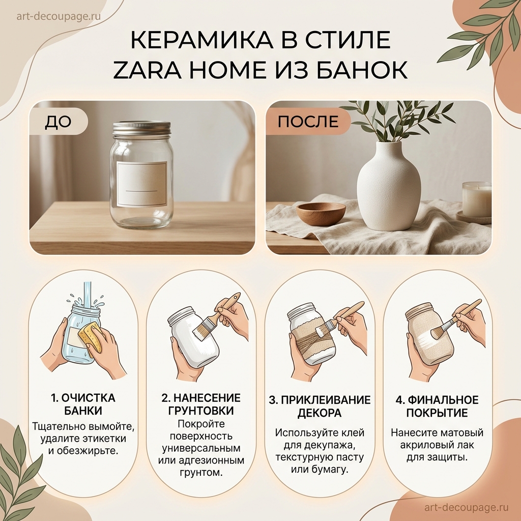 Как сделать посуду в стиле Zara Home из обычных банок: инструкция для тех, кто не умеет рисовать