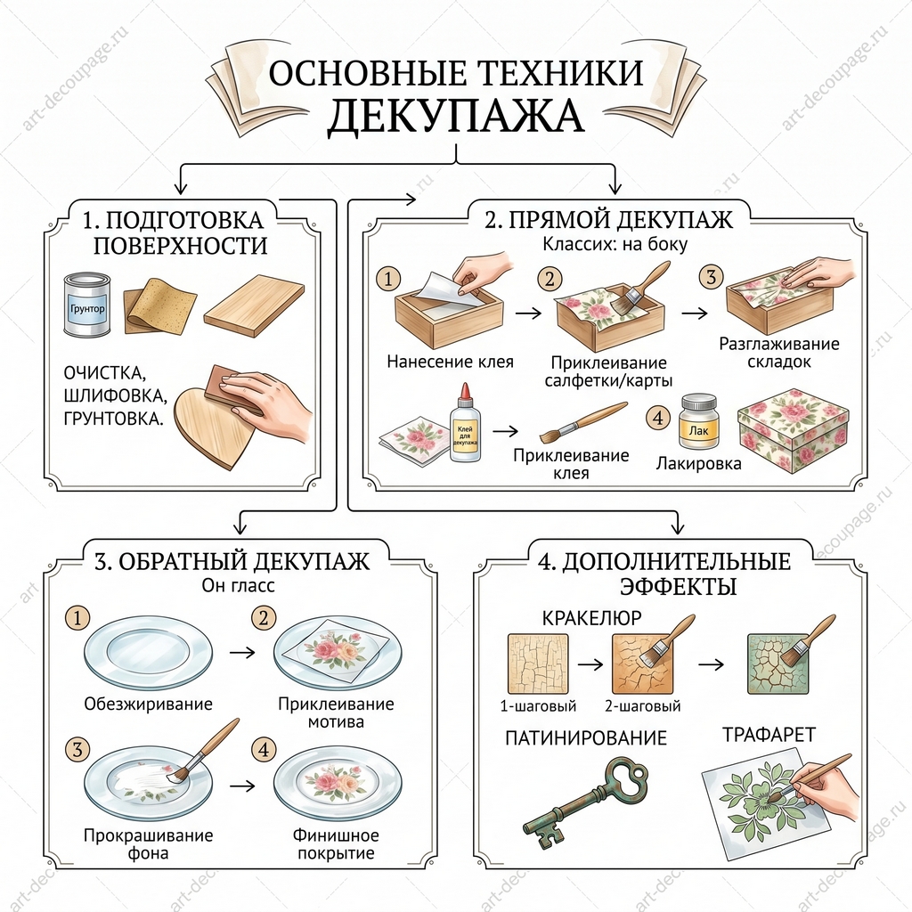 Основные техники декупажа