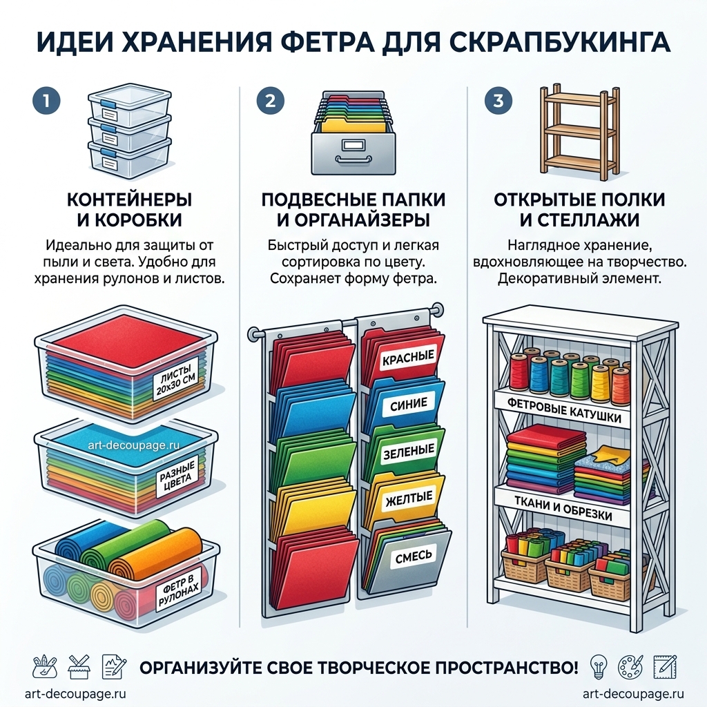 Идеи для хранения фетра для скрапбукинга