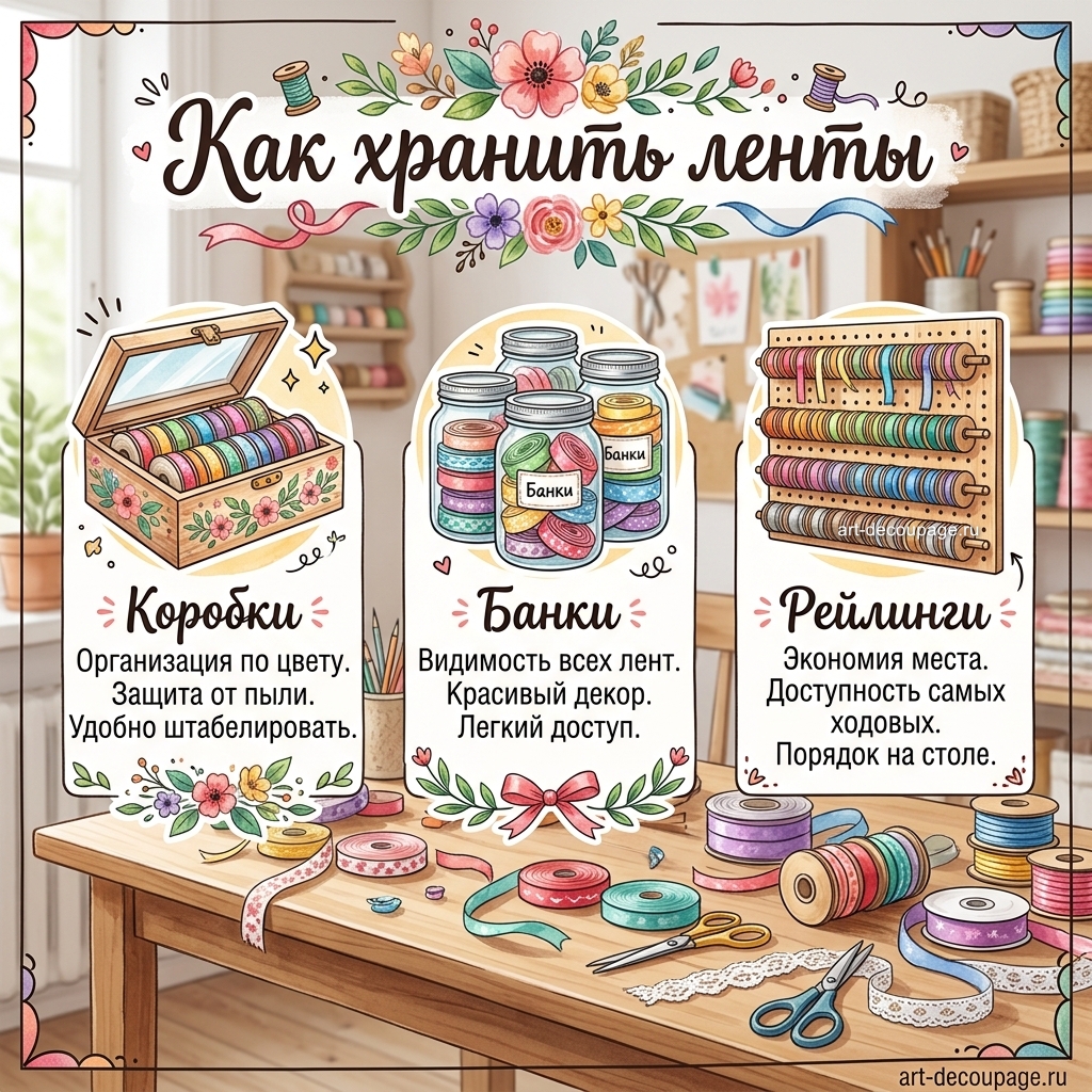 Как организовать хранение лент для скрапбукинга 