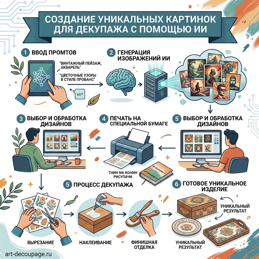 Искусственный интеллект помогает создавать уникальные изображения для декупажа