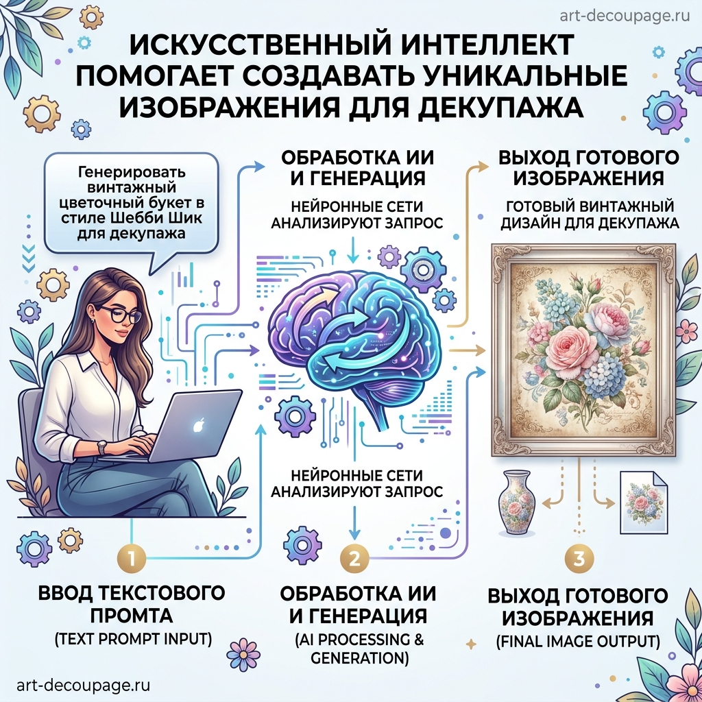 Искусственный интеллект создавает уникальные изображения для декупажа