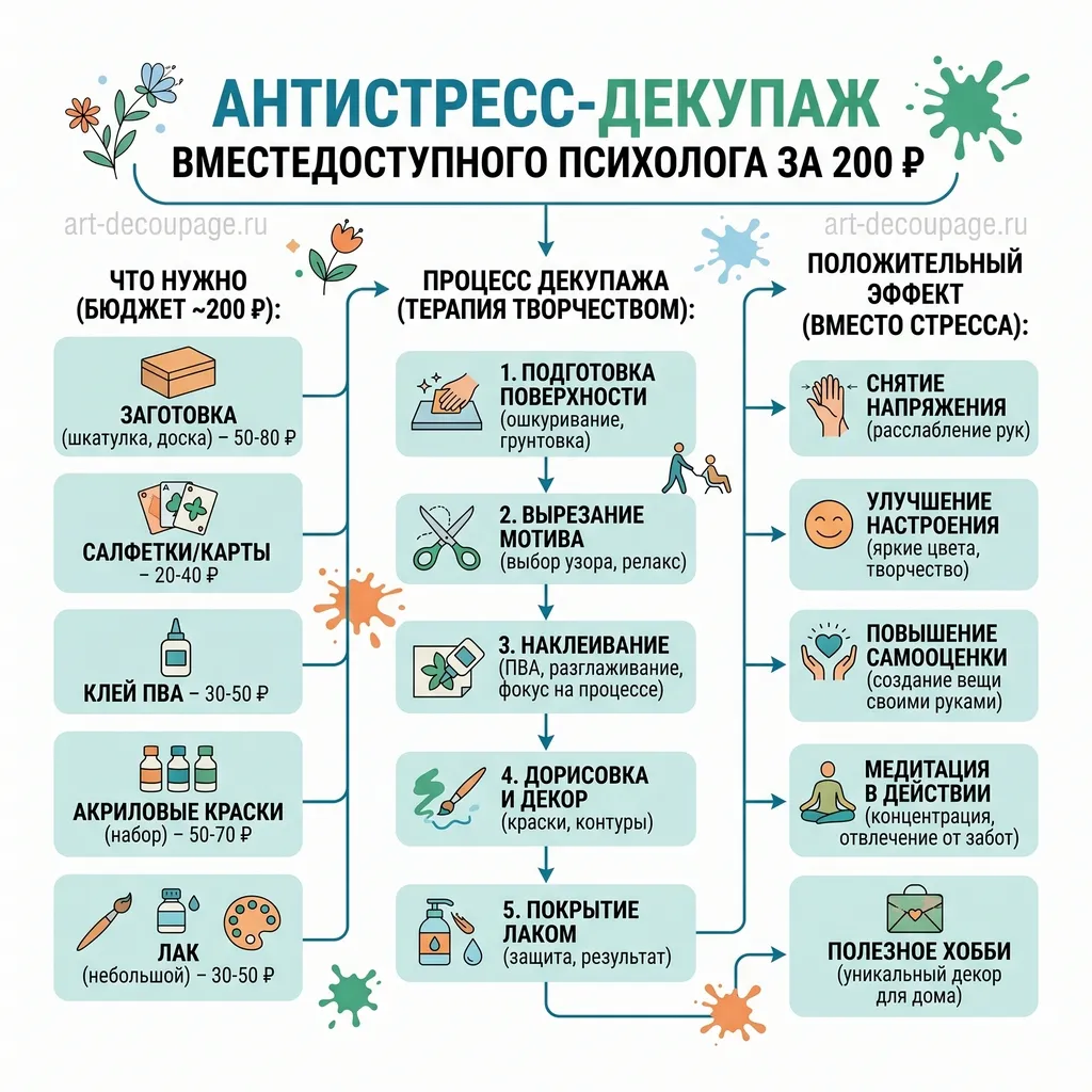 Антистресс-декупаж вместо психолога за 200 ₽ — как снять стресс своими руками