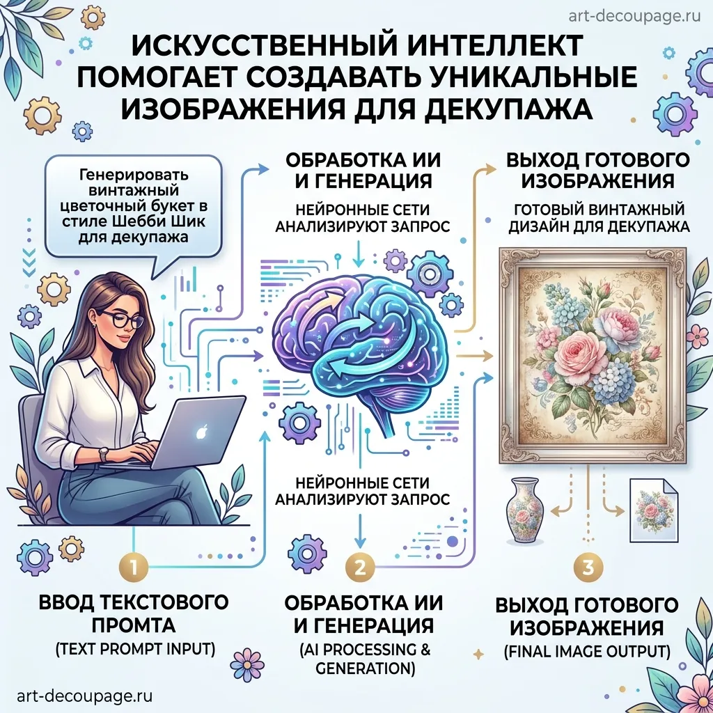 Искусственный интеллект создавает уникальные изображения для декупажа